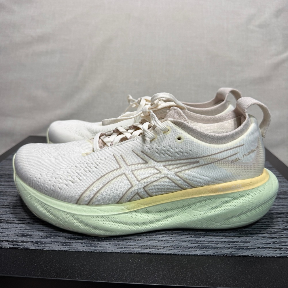 ASICS Gel-Nimbus 25 Running Shoes - Womens 8 - Cream Fawn Lime 1012B356